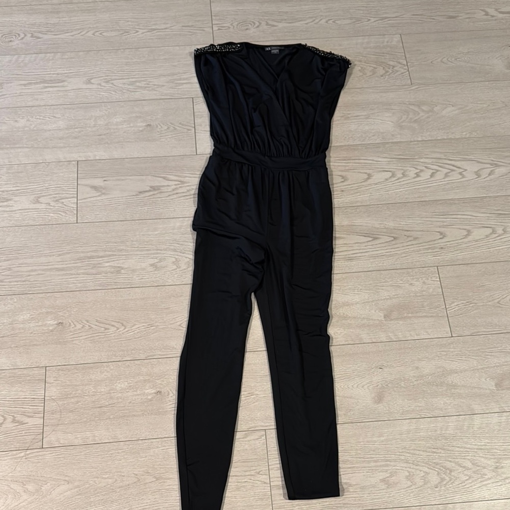 A/X Armani Exchange Black Sleeveless Jumpsuit with Tapered Legs